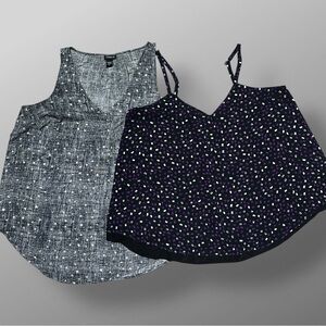 Torrid Sz 00 M/L 10 Chiffon Tank Tops Lot Black Star & Confetti Print Sleeveless
